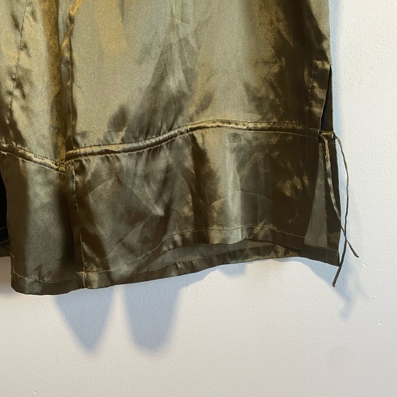 La Senza Olive Green Cargo Style Silky  Wide Leg Pants w Adjustable Leg Openings - Picture 4 of 12
